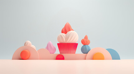 Soft Minimal Lines Love Cupcake Abstraction Background Ai Generative