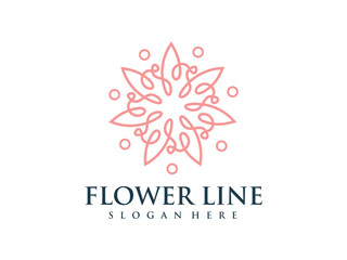 Flower logo and icon design concept with lines