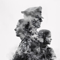 a double exposure of a man and a woman