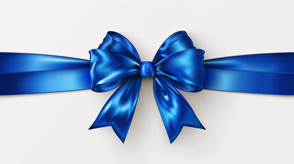a blue bow with a ribbon