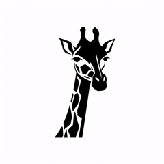 a black and white giraffe head