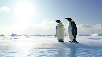 Loyalty and Companionship Symbolized by Penguins in Icy Environment AI Generated.