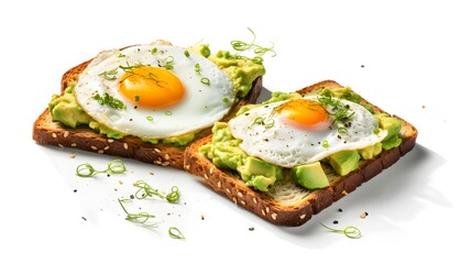 rambled Eggs and Avocado on Toast Isolated on a Transparent Background
