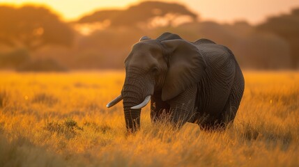Fototapeta na wymiar An elephant in its natural habitat.