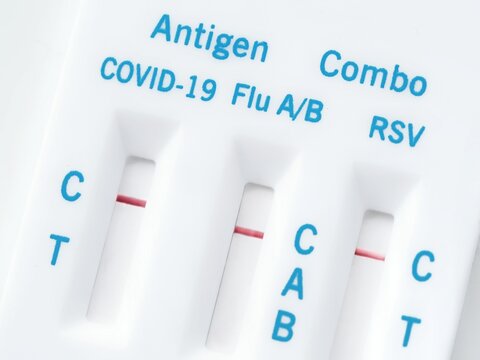 Rapid triple antigen test cassette. Negative result 