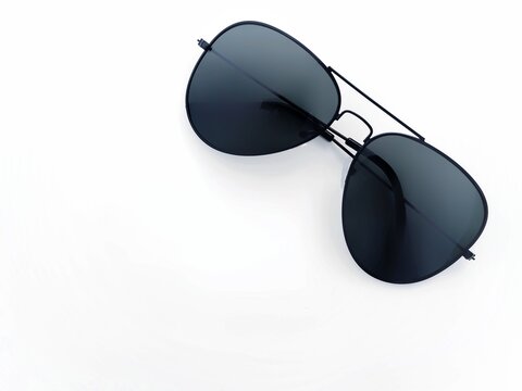 Dark black aviator sunglasses isolated on White 