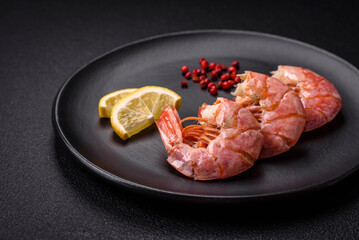 Delicious shrimp or langoustine tails boiled with salt and spices