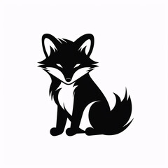 a black and white image of a fox