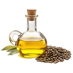 fresh raw organic snailseed oil in glass bowl png isolated on white background with clipping path. natural organic dripping serum herbal medicine rich of vitamins concept. selective focus