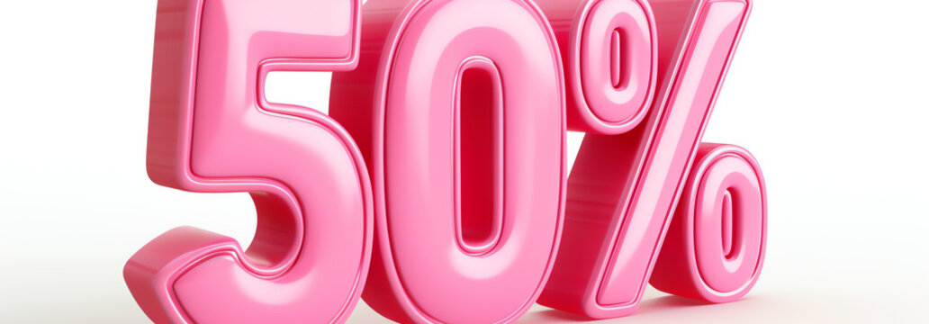 50% sales pink symbol, AI generated