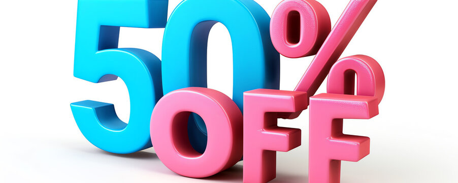 50% off sales sign, AI generated