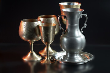 Antique silver tableware for dining room