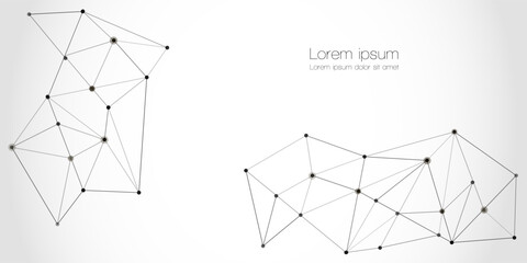 Abstract technology Network nodes, digital connection background with polygonal shapes on white Vector. science technology, data structure, connected points, web.