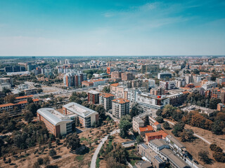 Fototapeta premium Cityscape Milan, Italy, Lombardy by drone