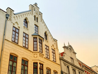 Historical houses in old town Wismar, Germany
