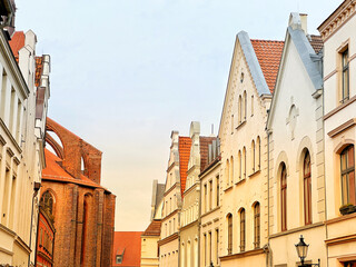 Historical houses in old town Wismar, Germany