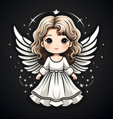 watercolor painting design of a child like angel with wings 