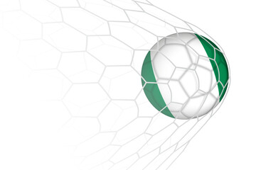 Nigeria flag soccer ball in net.