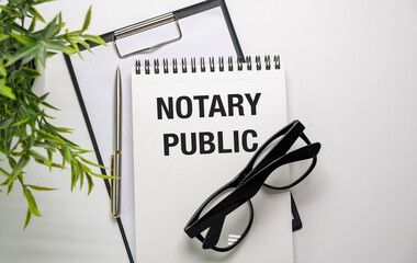 Notary Public Supplies and Green Plant on White Table for Professional Document Authentication