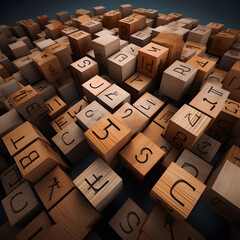 Scrabble,,
Letters in a wooden surface cubes with letters
