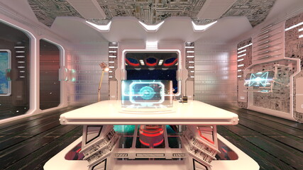 宇宙船内の風景　3DCGレンダリング