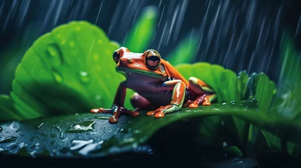 Fototapeten frog on a leaf .ultra hd.ai generative © nomesart