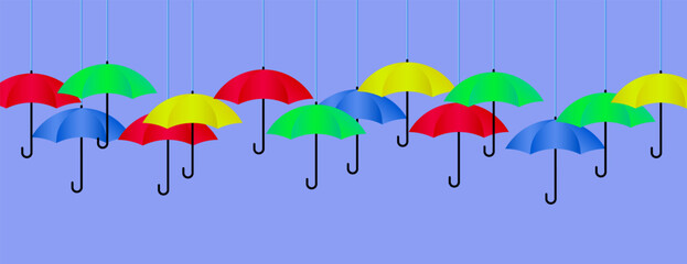Color umbrellas. Vector background. Symbol of rainy weather - 724196725