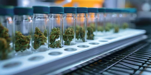 Foto op Aluminium Close up cannabis bud in a lab © piai