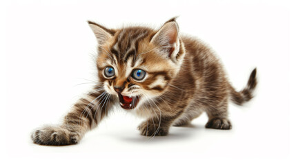 Fierce Feline Fury: The Pouncing Kitten. Generative AI