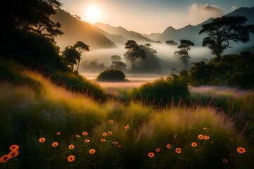 sunset in the mountains