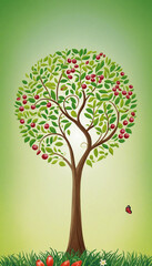 Abstract tu bishvat tree illustration.