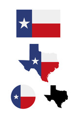 Texas flag and map set Isolated on white background. Vector illustration. - 724200322