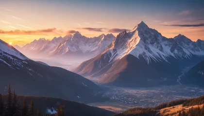 Gardinen Mountains at sunrise, scenery, illustration © SR07XC3
