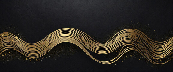 Shimmering Gold and Black Grunge Texture Background with Vintage Retro Vibe
