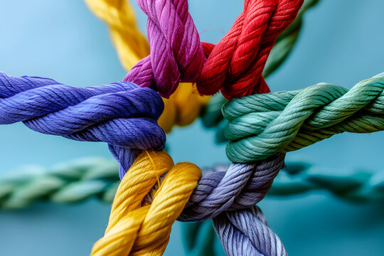 Kreative Verwicklungen: Bunte Seile kunstvoll verknotet f&uuml;r vielf&auml;ltige Dekorationen