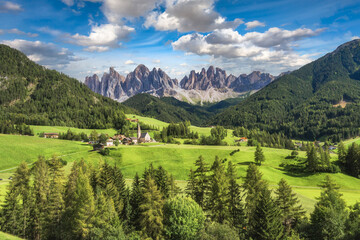 Fototapeta premium Wonderful landscape from Santa Maddalena Village in Dolomites area, Funes, Italy