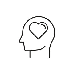 Head with heart icon, Mental health icon. isolated on white background. vector illustration
