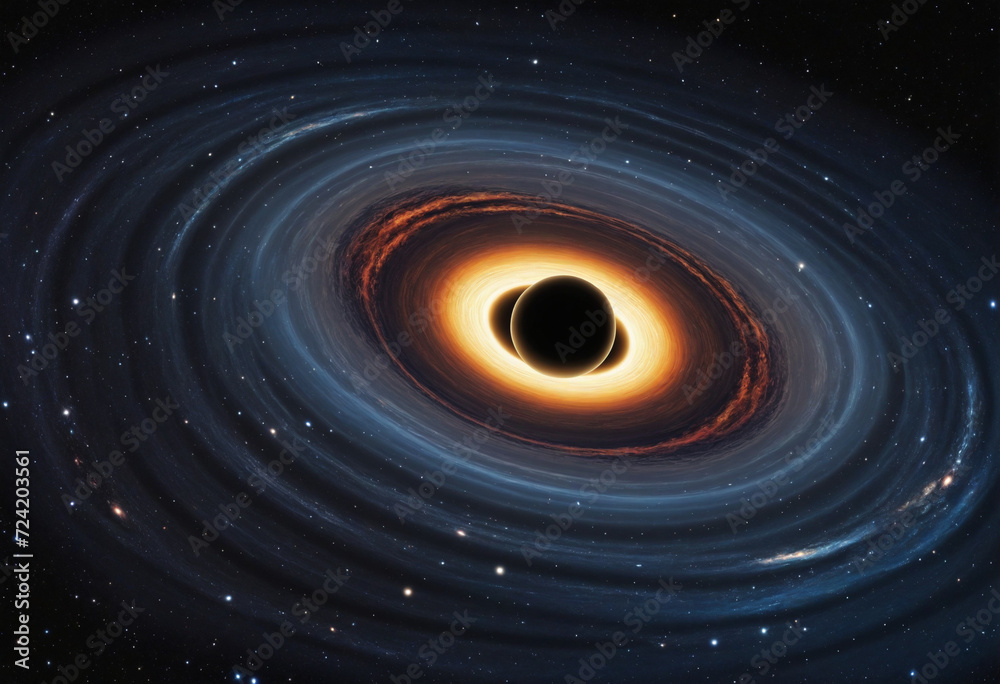 Wall mural black hole in outer space. colorful abstract space background. sci-fi illustration. generative ai