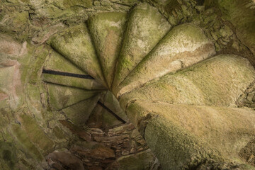 spiral staircase of a ruined hiestoric castle