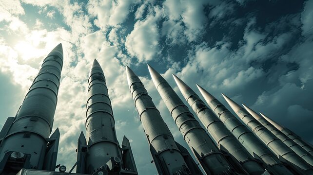 the launch of military missiles, also known as rocket artillery, at the firing field, showcasing the precision and firepower of modern warfare training.