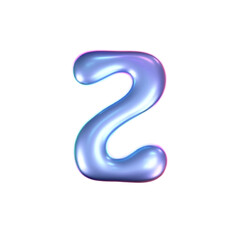 3d holographic liquid letter Z in y2k style isolated on a white background. Render of 3d neon inflated iridescent alphabet with rainbow effect. 3d vector y2k hologram letter.