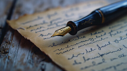 Fototapeta premium Ancient Written Manuscript on a Table: Unveiling the Secrets of Bygone Times and Lost Knowledge