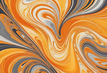 A captivating abstract background of orange and yellow tones intertwined with marbled motifs, illuminated by hints of light gold and gray swirling colors, generative ai beautiful art