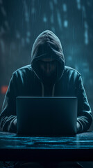 hacker with laptop computer
