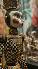 Eccentric Mannequin in Checkerboard Style Attire