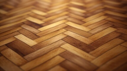 Wooden parquet with a herringbone pattern background. Brown parquet. AI generated. - obrazy, fototapety, plakaty