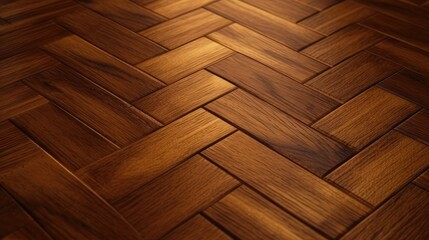 Brown wooden parquet with a herringbone pattern background. AI generated. - obrazy, fototapety, plakaty