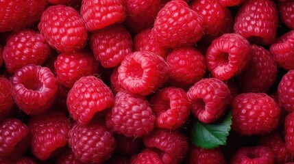 Ripe raspberries background. AI generated.
