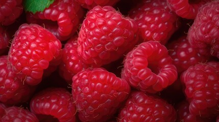Fresh ripe raspberries background. AI generated.