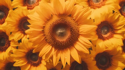 Yellow sunflowers flowers background. AI generated.